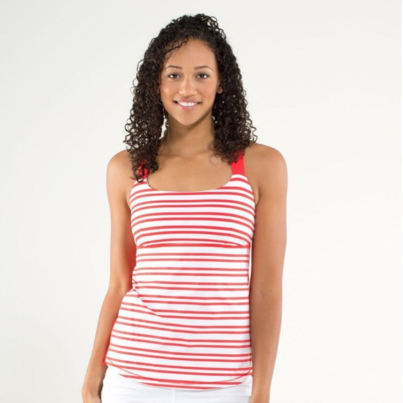 Lululemon Track & Train Tank Twin Stripe Love Red - Picture 2 of 4